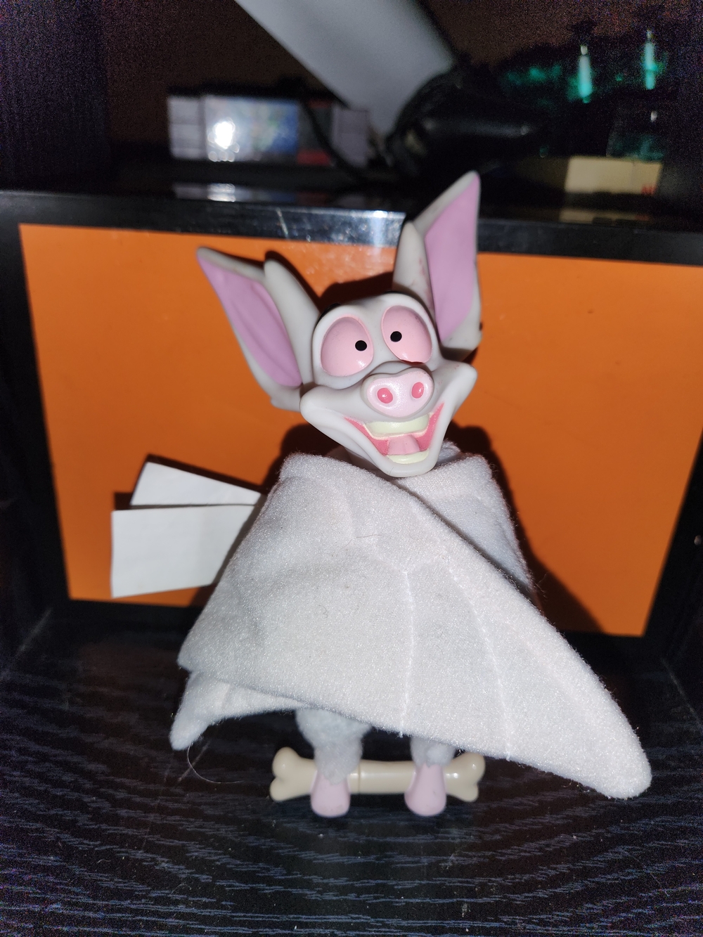 Bartok Cartoon Bat Figurine with Pink Accents